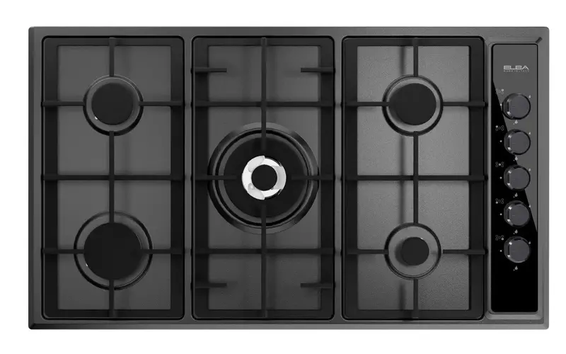 90 Cm Built-In Gas Cooktop – 5 Burners, Anthracite Finish With Brass Accents 1