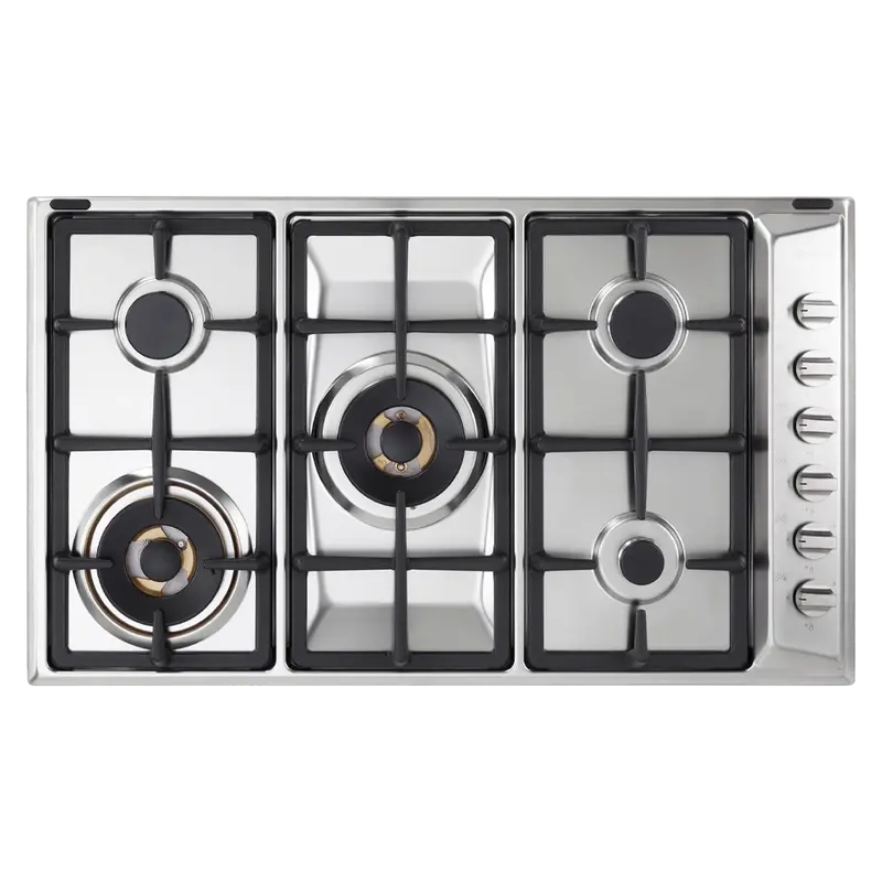 90 Cm Built-In Gas Cooktop – 5 Burners, Smoked Glass Surface, Smart Ignition 1