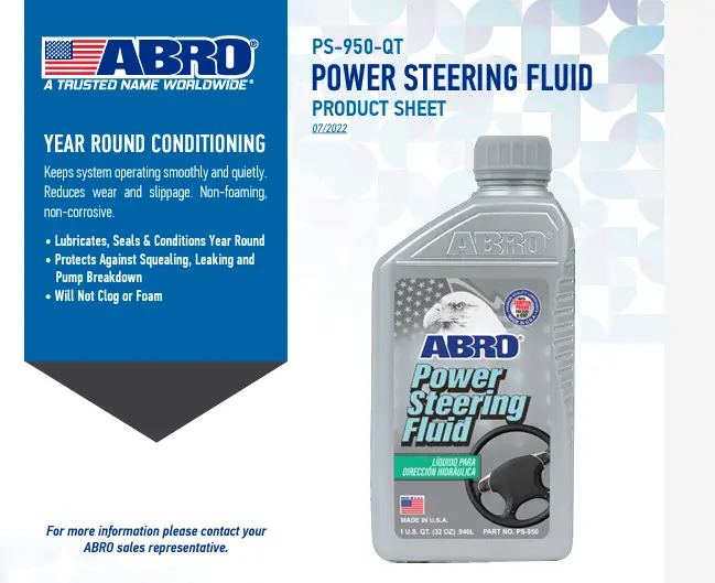 Abro Power Steering Fluid – Low-Viscosity, Noise-Reducing Formula 1
