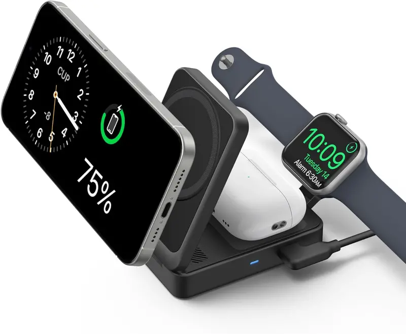 Anker 15W 3-In-1 Qi2 + Magsafe Charging Station – Vertical Stand For Iphone, Apple Watch & Airpods 1