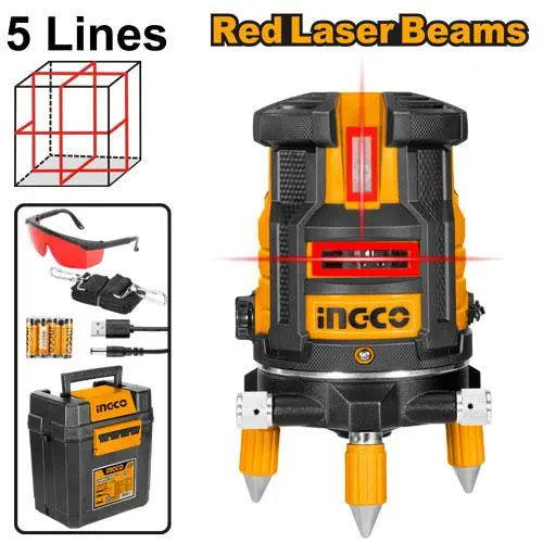 Anko Laser Level – Single-Line (1 Beam) + 4-Point Cross-Line Mode, Self-Leveling & Rechargeable 1