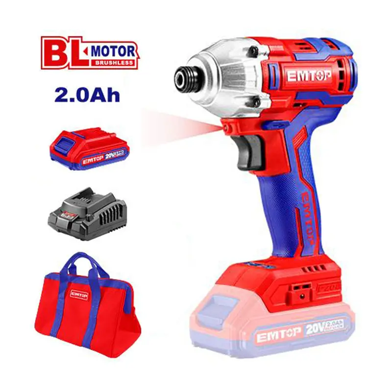 Emtop 1/4" Hex Cordless Impact Driver – 20V Brushless Motor 1