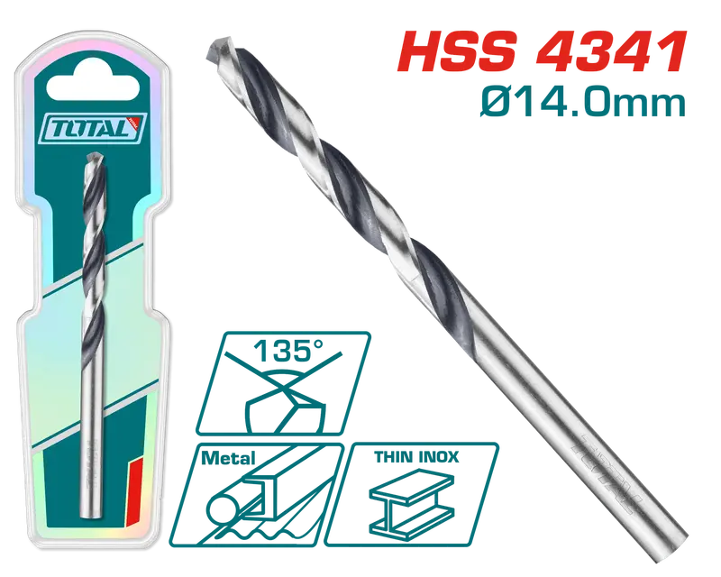 Hss Twist Drill Bit – 14Mm, Total 4341 Grade With Precision Ground Point And Enhanced Durability 1