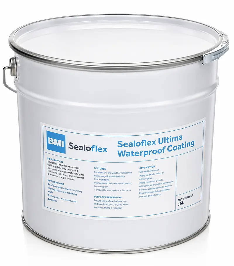 Icopal Sealoflex Ultima Modified Polyurethane Waterproof Coating – Grey, 15-Litre Can 1