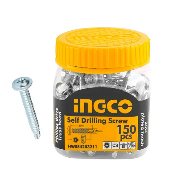Ingco Self-Drilling Screw St4.2 Mm Zinc-Plated – 120 Pcs 1