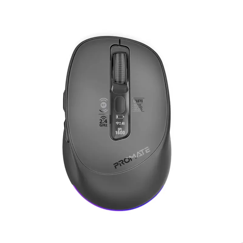 Promate 7D Gaming Mouse: Oled Display, Rgb Lighting, Triple-Mode Switching, And Ergonomic Shell 1