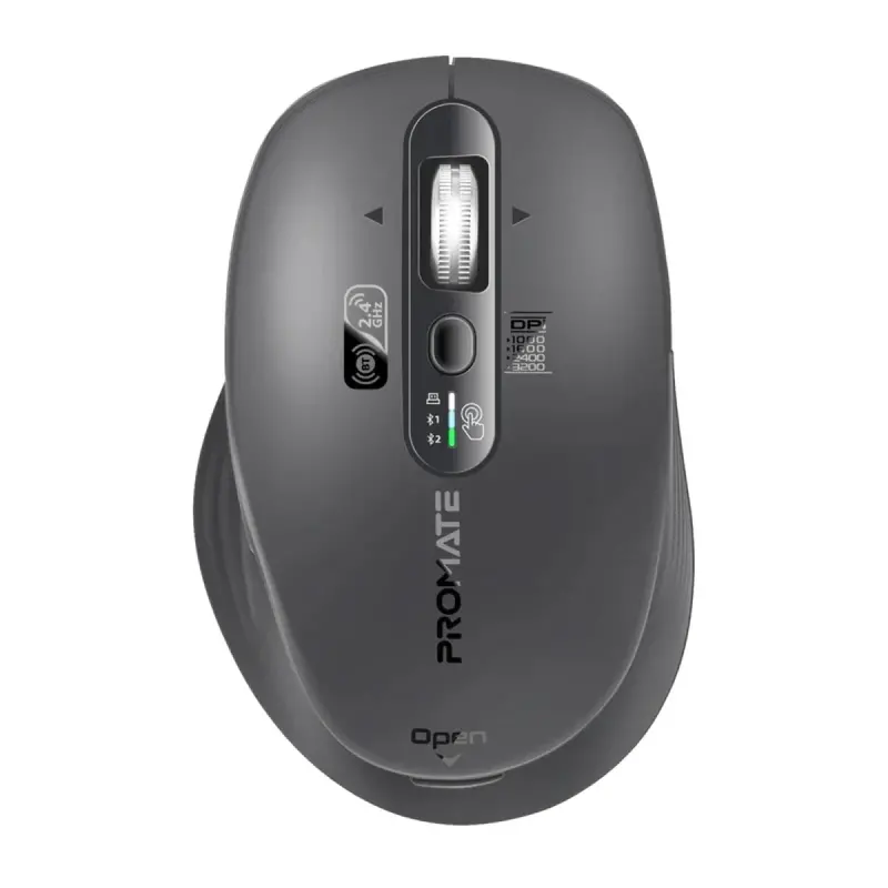 Promate Tri-Mode Wireless Mouse: Usb-C Charging, 3-Profile Memory, And Silent Click Technology 1