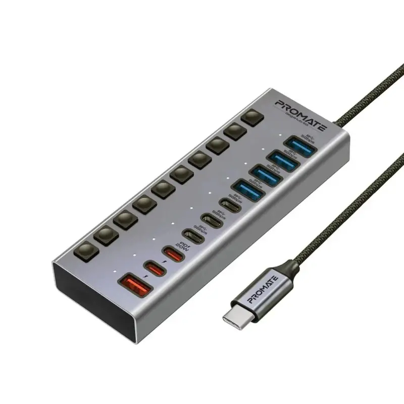 Promate Usb-C Multiport Hub With 5Gbps Data Transfer, 10-In-1 Design, And 5G Wi-Fi Support 1