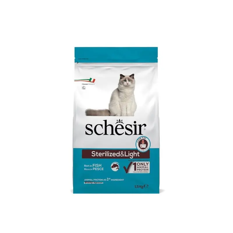 Schesir Dry Cat Food – 6 X 1.5Kg Bags (Digestive Health Formula, Smoked Salmon Flavor) 1