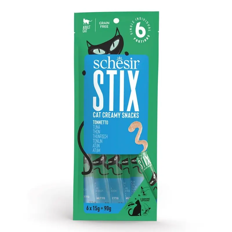 Schesir Stix Wet Cat Food – 12 X 6 X 15G Strips (Tuna Mousse, Rich & Smooth, High-Moisture) 1