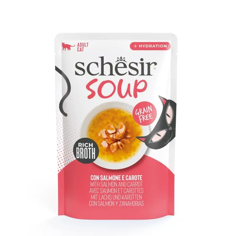 Schesir Wet Cat Food – 12 X 40 G Salmon & Mackerel Pouches, Easy-To-Digest, Grain-Free Formula 1