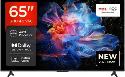 Tcl 65-Inch Smart 4K Uhd Tv — 3840X2160 Resolution, 2600 Nits Brightness, Roku Tv Platform 1