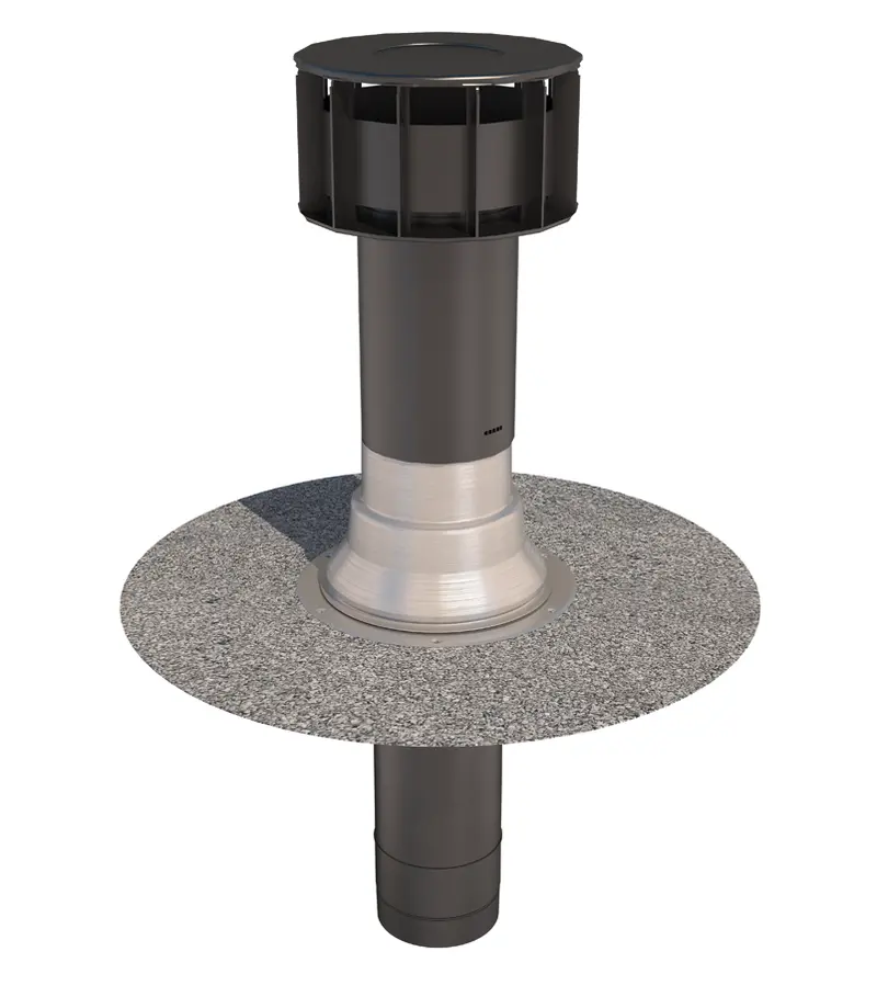 Ubbink Oft-4 Twin-Wall Bitumen Flat Roof Vent Terminal – 166Mm Ø 1