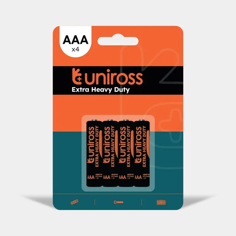 Uniross R03 Aaa Zinc Batteries – 4-Pack, High-Drain Rechargeable Cells 1