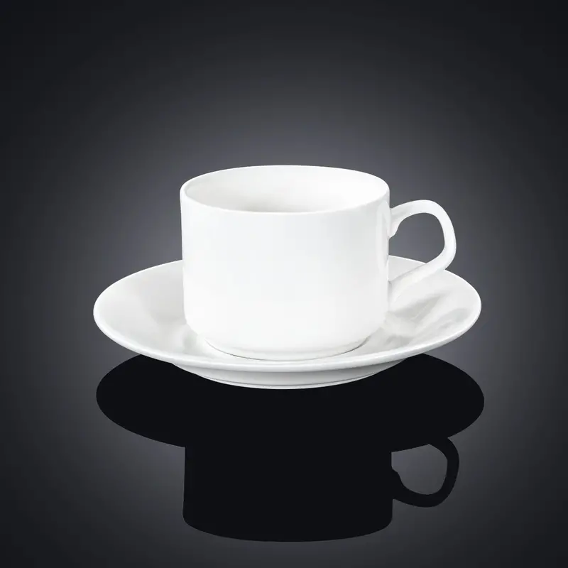 Wilmax 215 Ml Tea Cup With Saucer – Classic Ceramic Pair 1