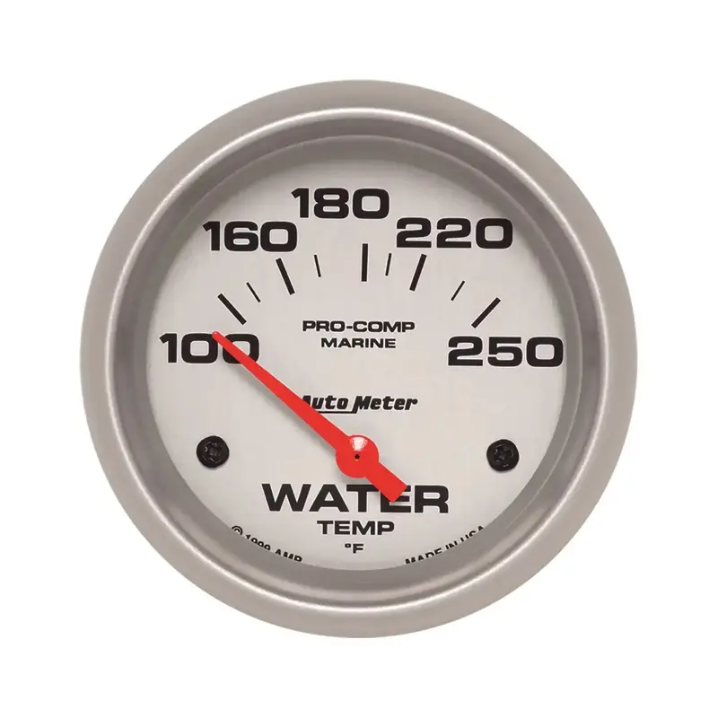 Autometer 200763-33 Marine-Grade Water Temperature Gauge – 2 5/8-Inch Electric Dial, 100–250°F Range 1