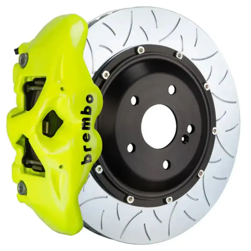 Brembo Gt Front Big Brake Kit For 2012–2018 A6 2.0T – 6-Piston Calipers, 380X34Mm Slotted Two-Piece Rotors In Fluorescent Yellow 1