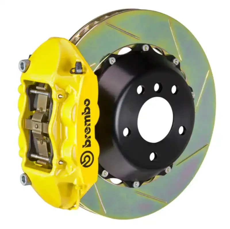 Brembo Rear Gt Big Brake Kit For 2011–2018 Porsche Cayenne Turbo – 4-Piston Calipers, 380X28Mm Two-Piece Slotted Rotors, Yellow Finish 1