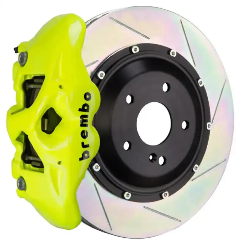 Brembo Rear Gt Big Brake Kit For 2019+ Bmw 330I: 380X28Mm Slotted 2-Piece Rotors, Fluorescent Yellow Finish 1