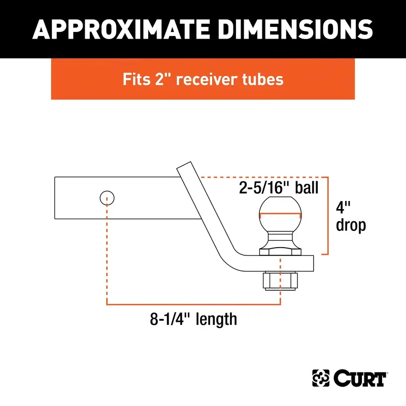 Curt Loaded Ball Mount – 2-5/16" Hitch Ball, Dual Shank, 4" Drop, 7,500 Lb Capacity 1