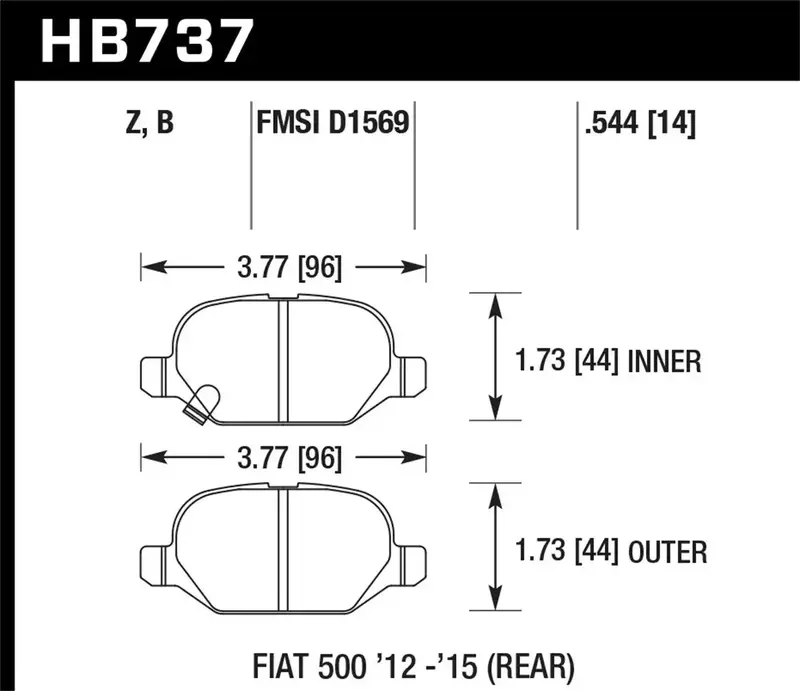 Hawk Hb737Z.544 Ceramic Brake Pads – 0.544" Thickness For High-Friction Stopping Power 1