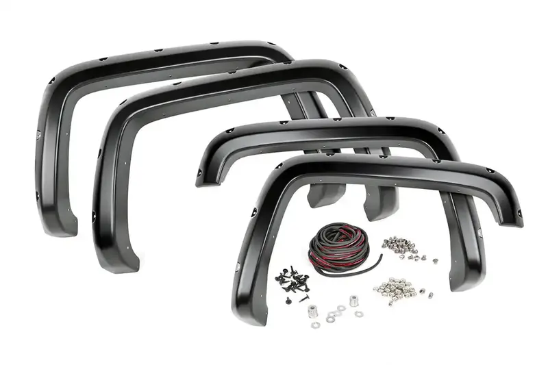 Rough Country Pocket-Style Fender Flares – Flat Black, Bolt-On Installation 1
